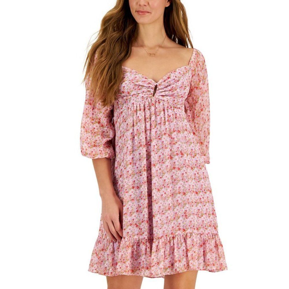 Taylor Women's Paris Printed Chiffon Smocked Back Sheath Dress Size 4